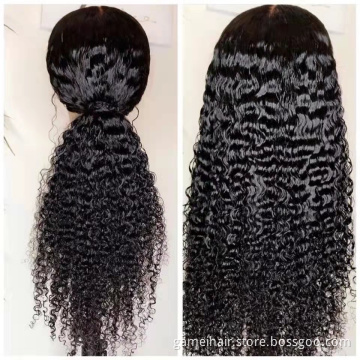 wholesale frontal custom wigs 100% human hair u part human hair wigs for black women water Wave transparent lace human hair wig